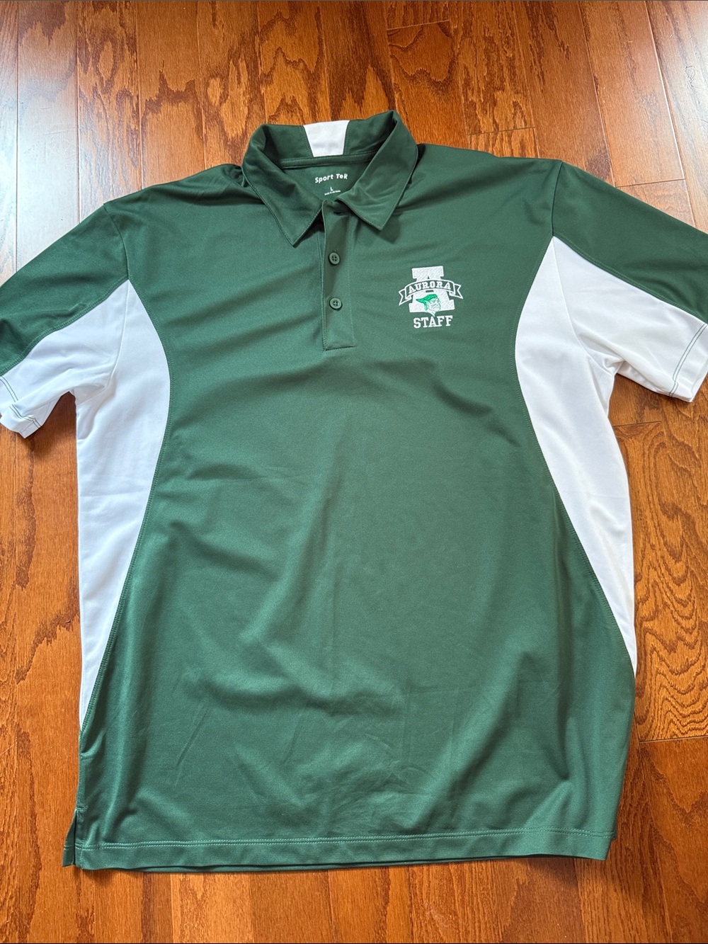 Sport-Tek Men’s Large Green Gray Aurora Staff Performance Polo Shirt